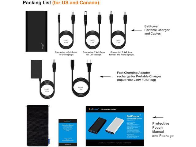 BatPower EX7D 98Wh Laptop Power Bank Compatible with Dell Inspiron Latitude XPS Mini Precision Studio Vostro Laptop Notebook External Battery Portable Charger USB QC Quick Charge Tablet Smartphone