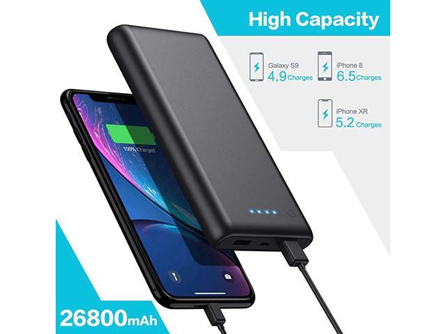 Charger 26800mAh?2020 Upgrade High Capacity?Power Bank Ultra Compact External Battery Pack Backup with 4 LED Lights,Dual USB Ports High-Speed Charging for Cell Phones, Tablet and More (Black)