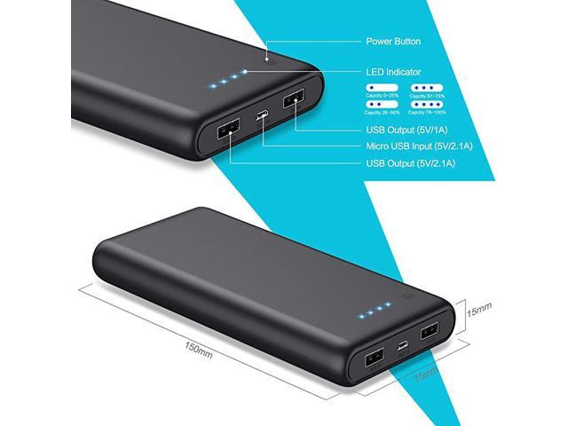 Charger 26800mAh?2020 Upgrade High Capacity?Power Bank Ultra Compact External Battery Pack Backup with 4 LED Lights,Dual USB Ports High-Speed Charging for Cell Phones, Tablet and More (Black)
